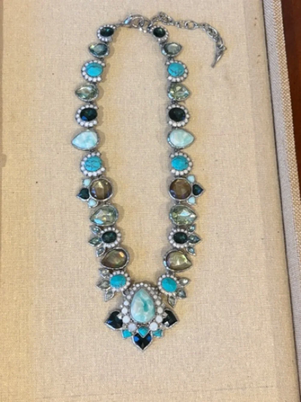 Chloe + Isabel Peacock Plumes Turquoise & Crystal Collar Necklace & Bracelet Set